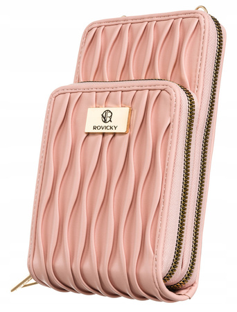 Rosa 2-in-1 Handtasche-Portemonnaie mit abnehmbarem Riemen – Rovicky