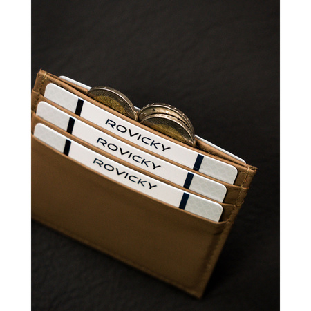 Elegantes Kartenetui aus Echtleder in Beige