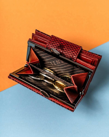 Kleine Damen Geldbörse aus Leder mit Druckknopf und Bügelverschluss – Lorenti