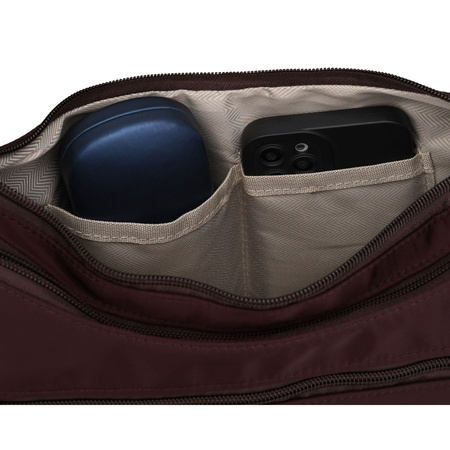 Bordeauxfarbene Damen-Handtasche aus Polyester mit Reißverschluss, zweifächrig – Peterson