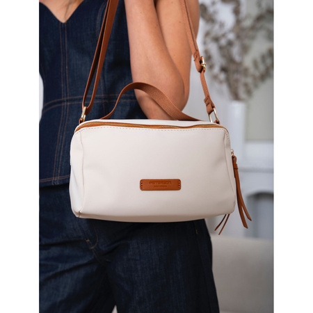 Damen Umhängetasche aus Nylon und Öko-Leder in Beige-Braun – Peterson