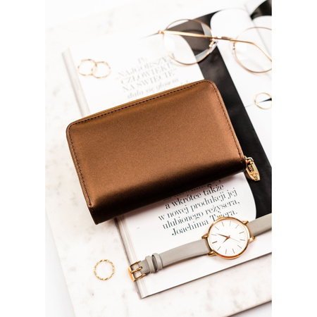 Braune Damen-Geldbörse aus Öko-Leder mit RFID-Schutz - Rovicky