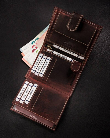 Klassische, große Herren Geldbörse aus echtem Leder mit Druckknopf – Always Wild