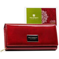 Damen-Geldbörse aus Leder mit Klappe in Rot – Peterson