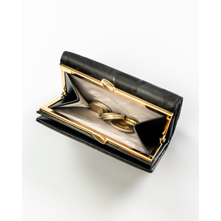 Elegante Damen-Geldbörse aus Natur- und Öko-Leder in Schwarz - Peterson