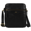 Schwarze Herren-Umhängetasche aus Leder mit Tasche, mit Reißverschluss geschlossen - Peterson