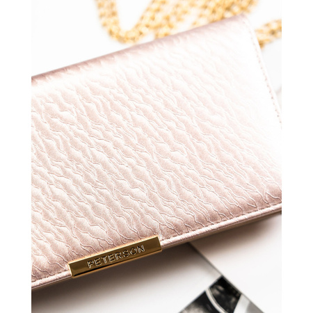 Beige Damen-Geldbörse aus Öko-Leder mit Druckknopf- und Reißverschluss – Peterson