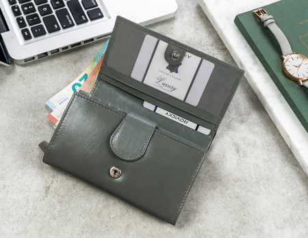 Klassische Damen Geldbörse aus Echtleder mit Druckknopf – Cavaldi