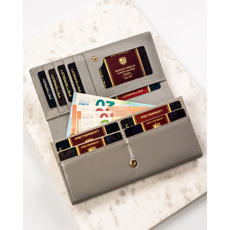 Mehrfarbige, horizontale Damen Geldbörse aus Echtleder mit Blumenmuster – Peterson