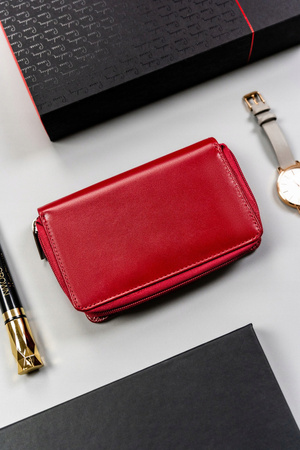 Großer Damen Geldbörse mit Druckknopf aus Leder – Peterson