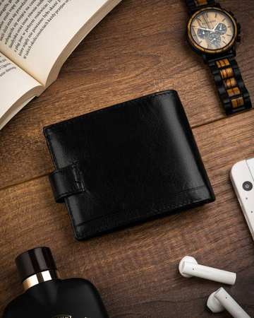 Klassische Herren Geldbörse aus Leder mit Druckknopf – Rovicky