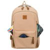 Beiger Schulrucksack aus Polyester mit Laptopfach, mit Reißverschluss geschlossen – Peterson