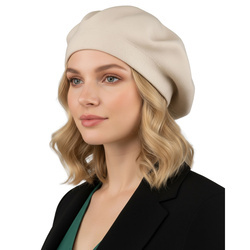 Beiger, universeller Damen-Beret aus Acryl – Rovicky