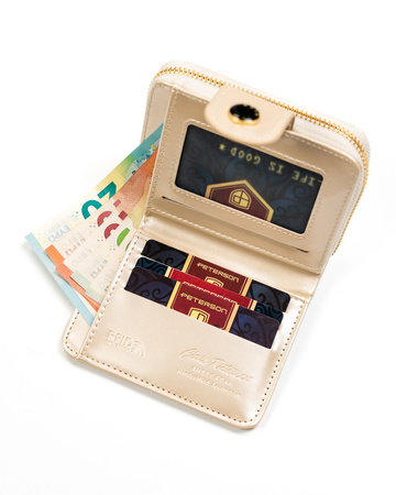 Kleine Damen Geldbörse aus Öko-Leder mit Druckknopf und Reißverschluss – Peterson