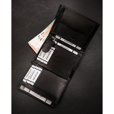 Schwarze, vertikale Herren Geldbörse aus Leder ohne äußeren Verschluss – Ronaldo