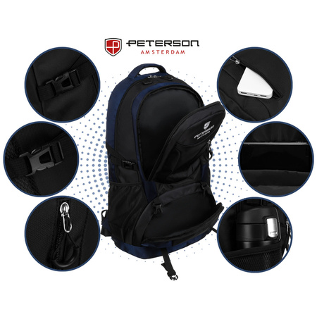 Wanderrucksack aus Polyester in Marineblau-Schwarz – Peterson