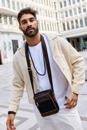 Herren Umhängetasche aus Stoff und echtem Leder – Always Wild