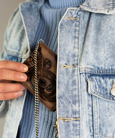 Große Herren Geldbörse aus Leder ohne Verschluss mit Prägung