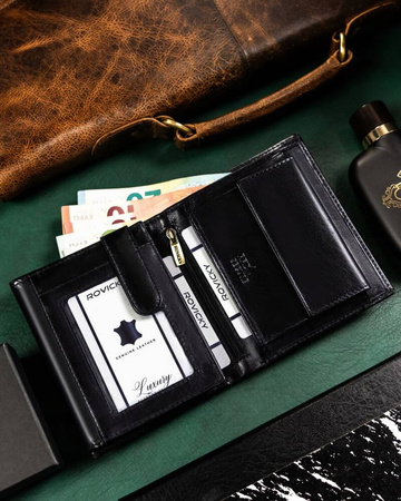 Große Herren Geldbörse aus Leder mit RFID-Schutz – Rovicky