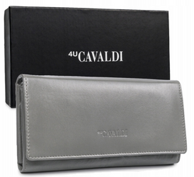 Damen Geldbörse aus Leder im Querformat mit Druckknopf – 4U Cavaldi