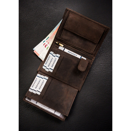 Herren Geldbörse aus braunem Leder mit geprägtem Hundekopf