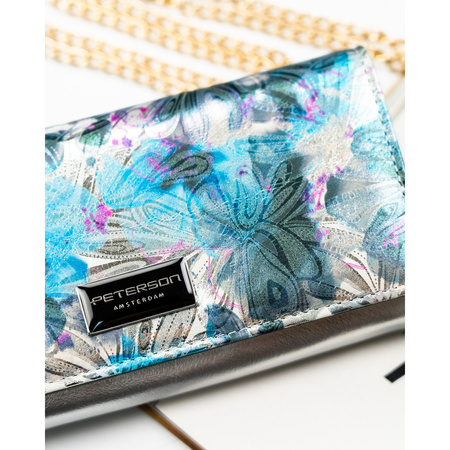 Große, mehrfarbige Damen Geldbörse aus Kunst- und Echtleder mit Druckknopf – Peterson