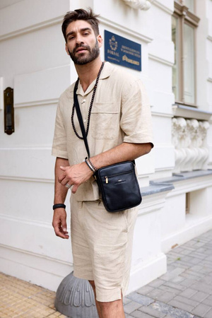 Herren Ledertasche mit Reißverschlussfach – Peterson