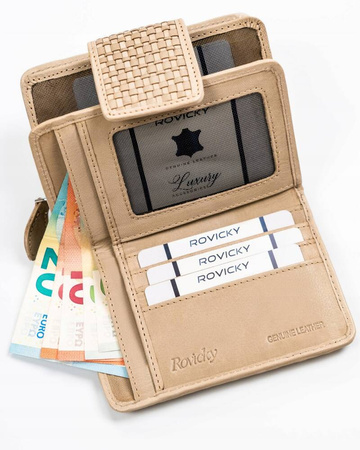 Damen Geldbörse aus Leder mit Druckknopfverschluss – Rovicky