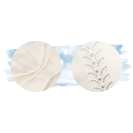 Weiße Damen Wintermütze mit Kristallen – Peterson