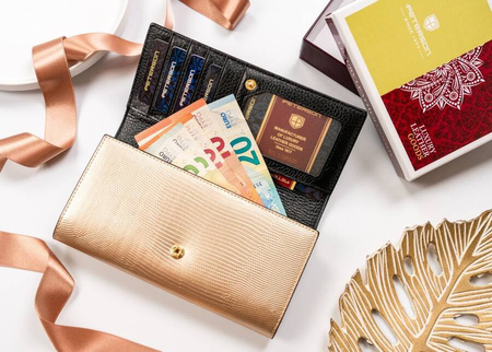 Große Damen Geldbörse aus Leder mit Druckknopf und Bügelverschluss – Peterson