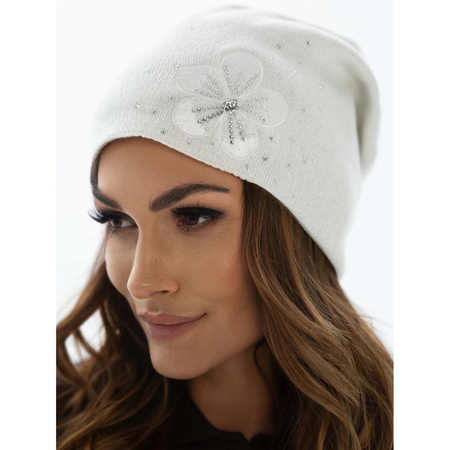 Weiße Damen Mütze mit Blumenstickerei – Peterson