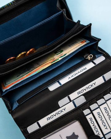 Damen Geldbörse mit Druckknopf aus echtem Leder – Rovicky