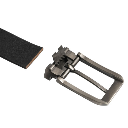 Eleganter Herren-Gürtel aus echtem Leder in Schwarz mit klassischer silberner Schnalle - Peterson