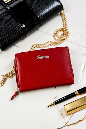 Geschenkset: Leder Geldbörse mit Reißverschluss und Schlüsselanhänger – Peterson