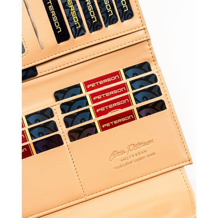 Damen-Geldbörse aus Öko-Leder in Beige mit Krokodilprägung - Peterson