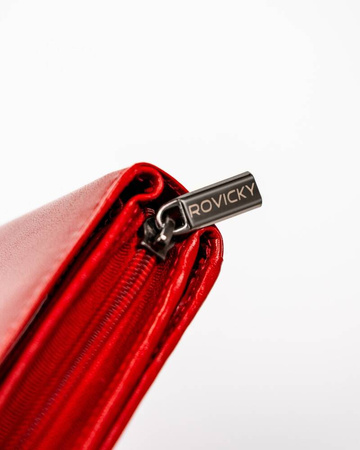 Große Damen Geldbörse aus Leder mit Reißverschluss und Druckknopf – Rovicky