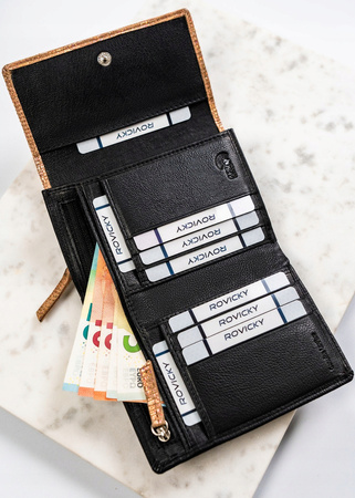 Damen Geldbörse aus echtem Leder mit Druckknopf – Rovicky