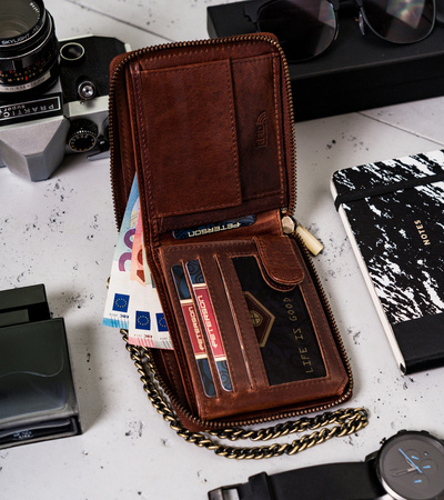 Große Herren Geldbörse aus Leder mit Kette – Peterson