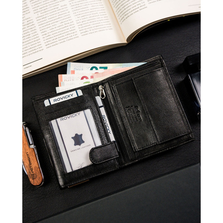 Klassische Herren Geldbörse hochformat schwarz aus Leder – 4U Cavaldi