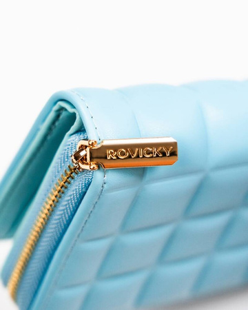 Geräumige Damen Geldbörse in Hellblau mit Druckknopf und Reißverschluss – Rovicky