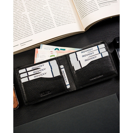 Kartenetui querformat schwarz aus Leder in Geschenkbox – 4U Cavaldi