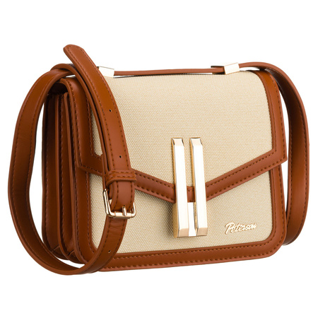 Damen-Umhängetasche in Ecru und Braun, zweifach unterteilt – Peterson