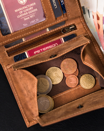 Herren Geldbörse aus Leder mit Reißverschlussfach – Peterson