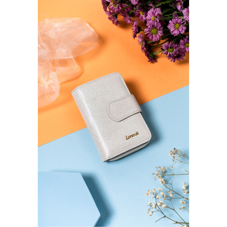 Elegante Damen Geldbörse aus Leder mit Druckknopf und Reißverschluss – Lorenti