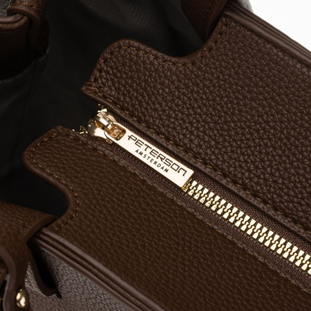 Braune Damen-Shopper aus Öko-Leder mit praktischem Etui im Set - Peterson