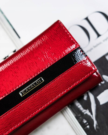 Große Damen Geldbörse aus Leder mit Druckknopf und Bügel – 4U Cavaldi