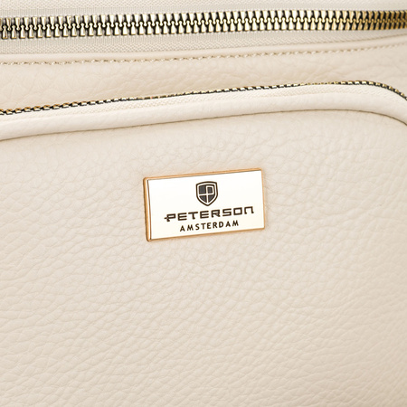 Hellbeige Damen-Gürteltasche aus Öko-Leder mit Reißverschluss – Peterson