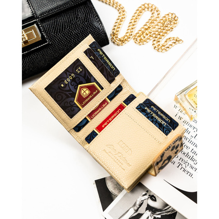 Kleine Damen-Geldbörse aus Öko-Leder und Naturleder in Gold – Peterson