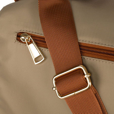 Städtische Umhängetasche aus Nylon und Öko-Leder in Khaki und Braun – Peterson