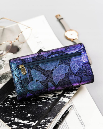 Große Damen-Geldbörse aus Naturleder mit Druckknopf - Peterson